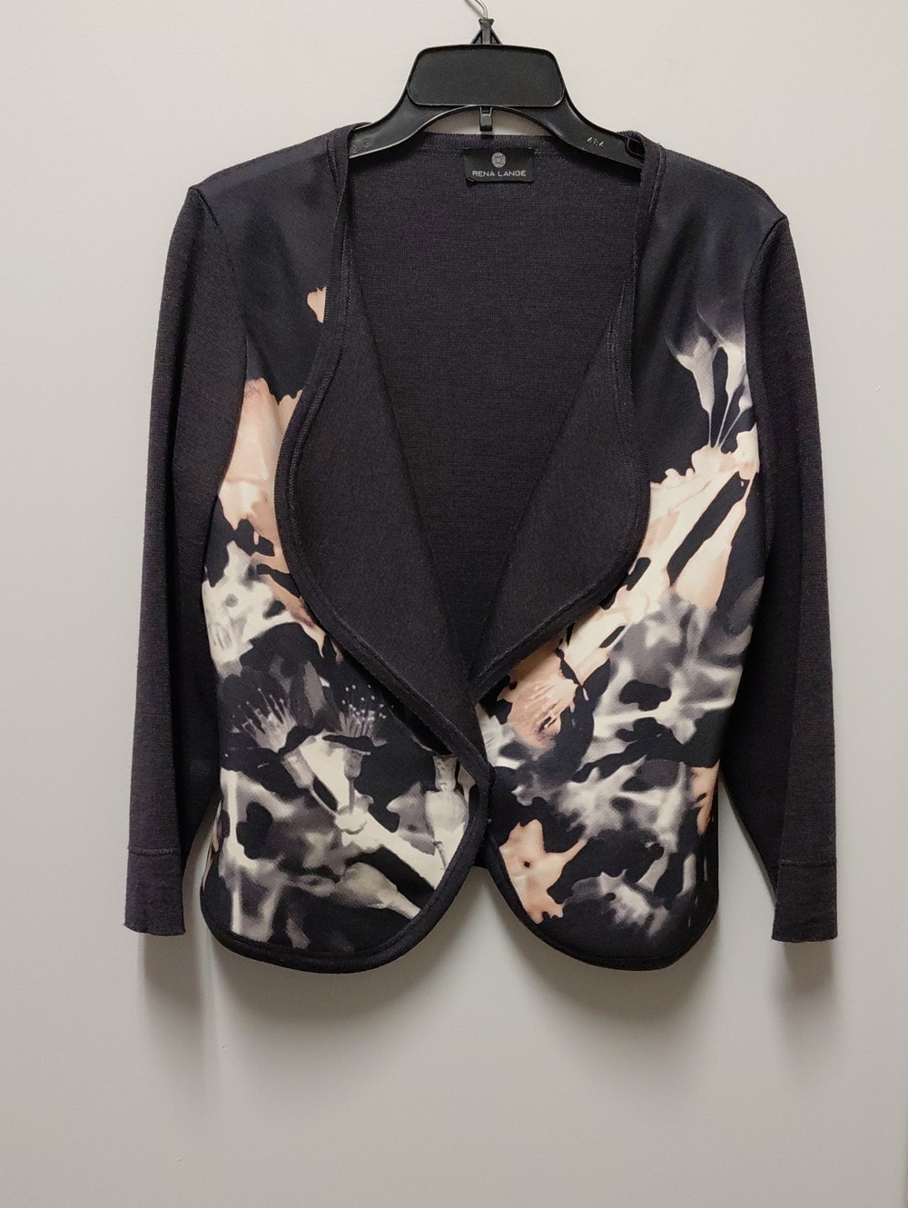 Rena Lange Wool And Silk Draped Open Front Jacket,  Size Medium